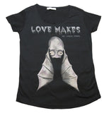 H&B WITH LOVE LOVE MAKES ME UPSIDE DOWN PRINTED T-SHIRT - BLACK