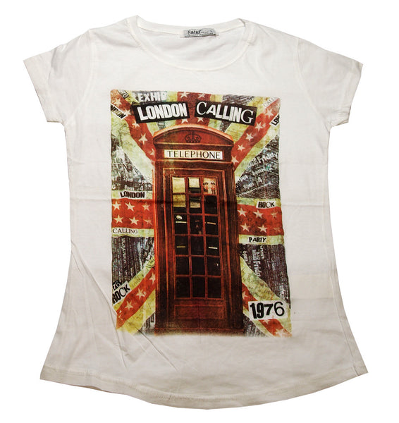 H&B WITH LOVE LONDON CALLING PRINTED T-SHIRT - WHITE