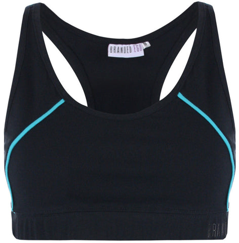 Ladies Racerback Sports Bra Black/Ceramic
