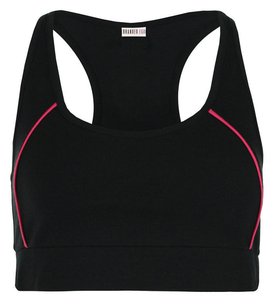 Ladies Racerback Sports Bra Black/Fuschia