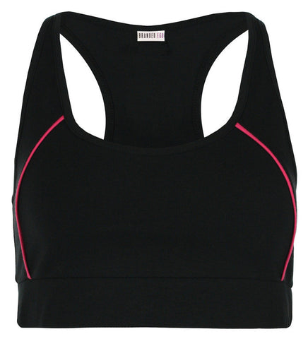 Ladies Racerback Sports Bra Black/Fuschia