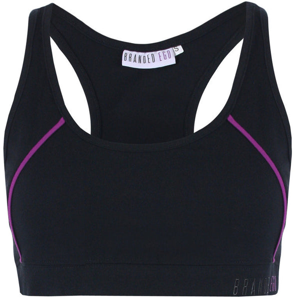 Ladies Racerback Sports Bra Black/Grape