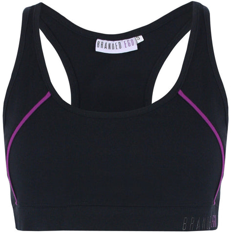 Ladies Racerback Sports Bra Black/Grape
