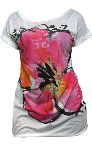 LAFFAIR FLOWR PRINTED T-SHIRT - WHITE