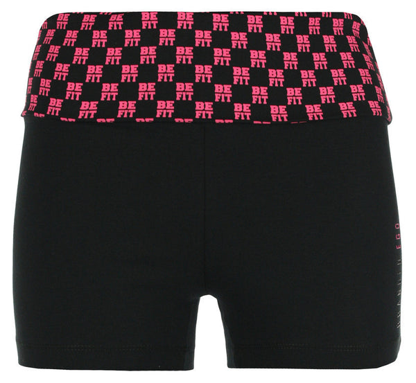 Branded Ego Ladies Printed Shorts Black/Fuschia