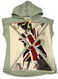 H&B WITH LOVE UNION JACK GIRL PRINTED T-SHIRT WITH HOOD BLUE