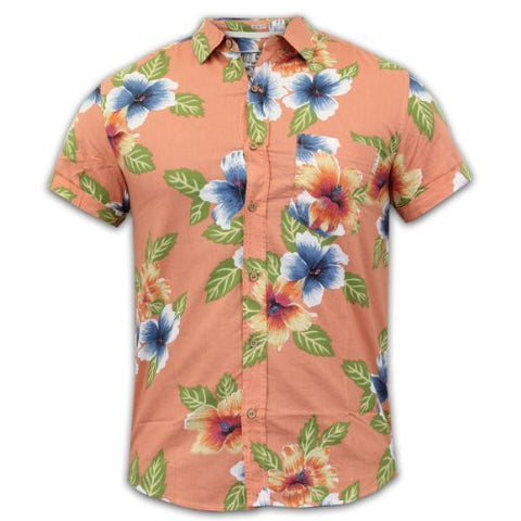 Men's Soul Star Hawaiian Floral Beach Aloha Hibiscus Short Sleeve Shirt