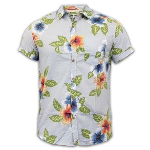 Men's Soul Star Hawaiian Floral Beach Aloha Hibiscus Short Sleeve Shirt