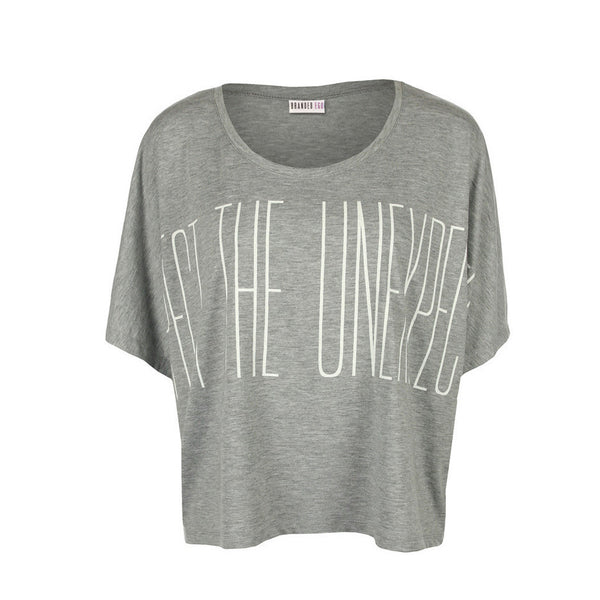 Branded Ego Expect The Unexpected Over-sized Top Grey Marl