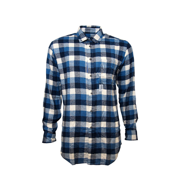 Mens Signature Flannel Blue White Check Flannel Shirt