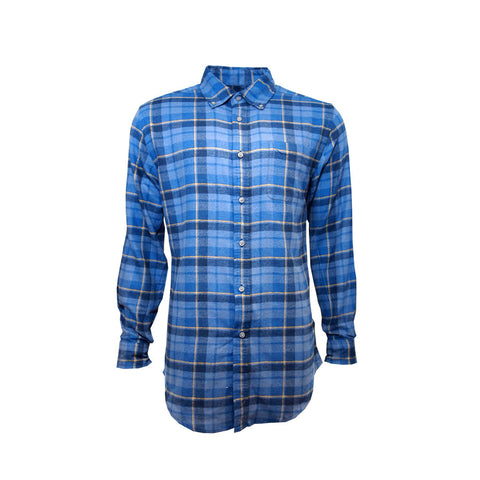 Mens Signature Flannel Blue Yellow check Flannel Shirt