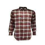 Mens Signature Red and Brown Check Flannel Button Down Long Sleeve Shirt