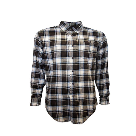 Mens Signature Flannel Brown White Sky Check Flannel Shirt