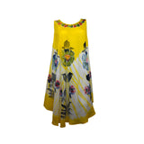 Ladies Sleeveless Flower Print Umbrella Cut Summer Dress