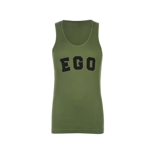 Men's Rib Vest with Ego Print Khaki