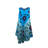 Ladies Sleeveless Flower Print Umbrella Cut Summer Dress