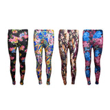 Ladies Strecth Floral Digital Sublimation Print Lyrca Full Length Leggings