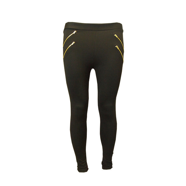 GNC Basic Ladies Legging with double gold zip detail