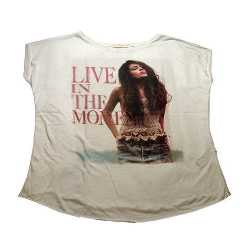 H&B WITH LOVE- LIVE IN THE MOMENT PRINTED T-SHIRT WHITE