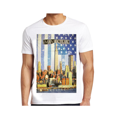 FITZGERALD MANHATTAN SKYLINE PRINTED T-SHIRT - WHITE