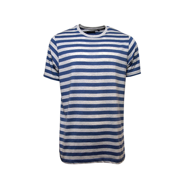 Jack & Danny's Striped Marl Crew Neck T-shirt - Navy