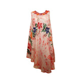 Ladies Sleeveless Flower Print Umbrella Cut Summer Dress