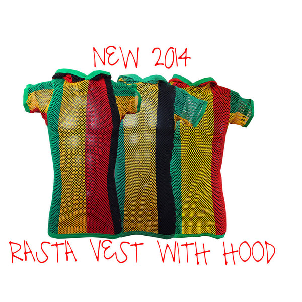 MENS RASTA STRING VEST / T SHIRT WITH HOOD