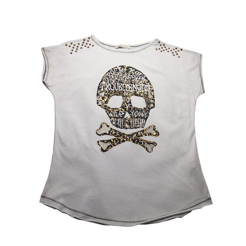 H&B WITH LOVE SKULL AND BONE PRINTED T-SHIRT- WHITE