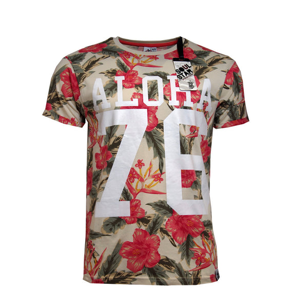 Men's Soul Star MT HIBISCUS2 T-shirt Stone