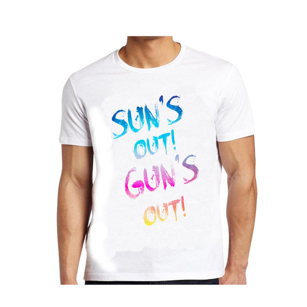 JACK & DANNY'S SUNS OUT GUNS OUT PRINTED T-SHIRT - WHITE