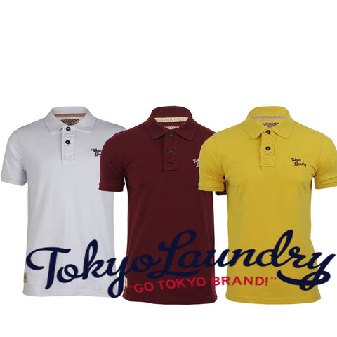 Mens Tokyo Laundry Polo T-Shirt Top Summer 'Sophomore' Short Sleeved Chest Logo