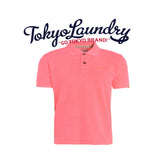 Tokyo Laundry Mens Polo T-Shirt 'Shinjuku' Neon Enzyme Washed Short Sleeved