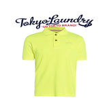 Tokyo Laundry Mens Polo T-Shirt 'Shinjuku' Neon Enzyme Washed Short Sleeved