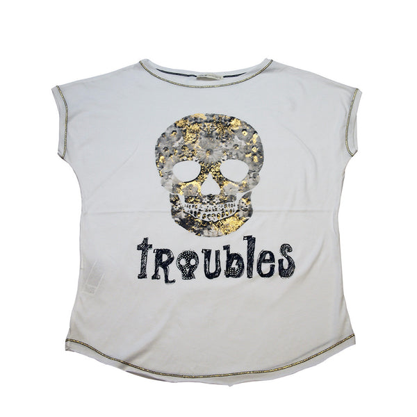 H&B WITH LOVE - TROUBLES T-SHIRT - WHITE