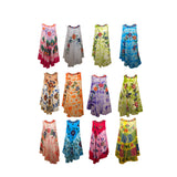 Ladies Sleeveless Flower Print Umbrella Cut Summer Dress