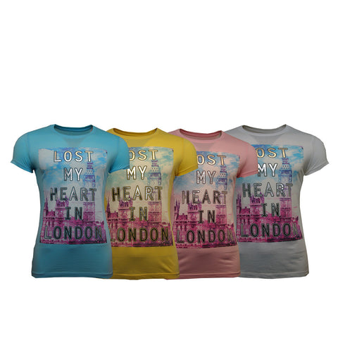 Ladies W1 Lost My Heart In London Printed Sublimation  T-shirt